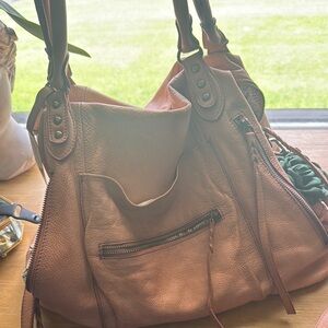 Free People Tan Leather Shoulder Bag with Vintage Patina